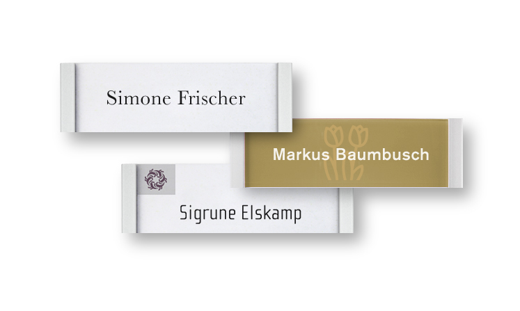 Namensschild aus Metall, silberfarbig matt eloxiert - B.H. Mayer's  IdentitySign GmbH - IdentitySign